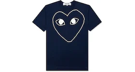 Comme des Garcons Play White Outline Heart T-shirt Navy