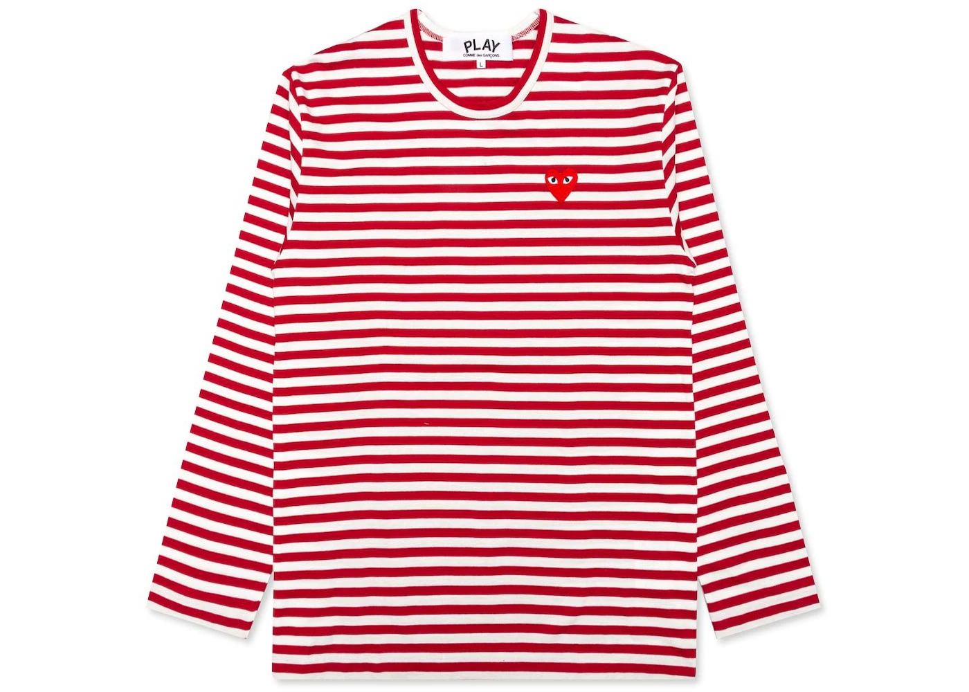 Comme des Garcons Play Women's Big Red Heart Striped L/S T-shirt Red ...