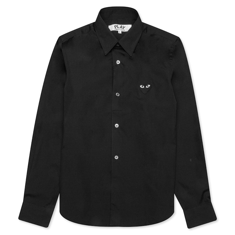 Pre-owned Cdg Play Comme Des Garcons Play Women's Black Emblem Button Up Shirt Black