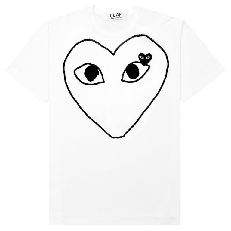 Pre-owned Cdg Play Comme Des Garcons Play Women's Black Emblem Outline T-shirt White