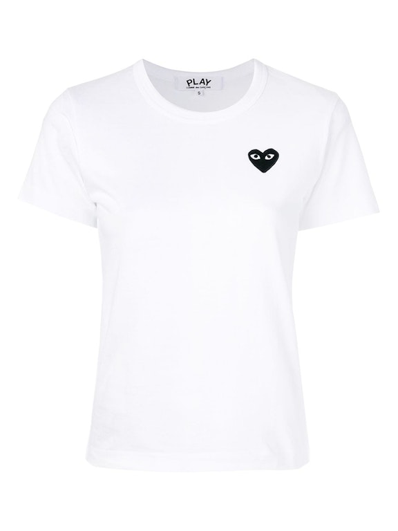 Pre-owned Cdg Play Comme Des Garcons Play Women's Black Emblem T-shirt White/black (ss22)