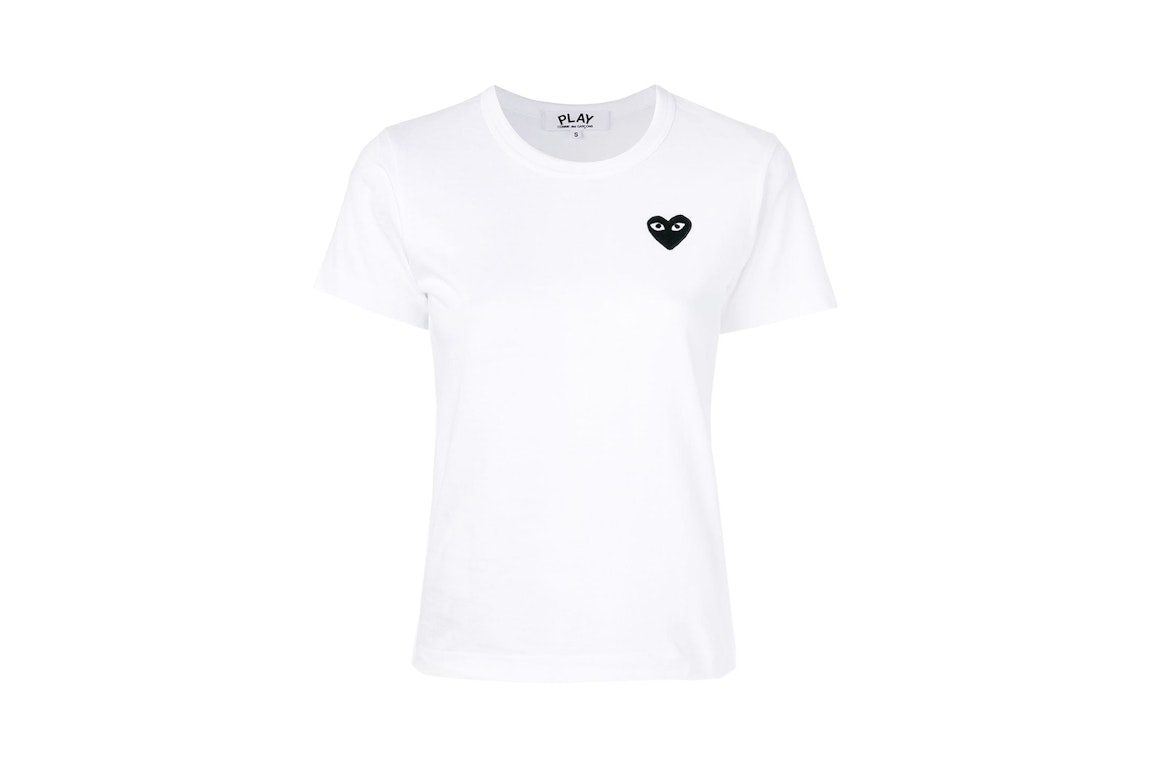 Pre-owned Cdg Play Comme Des Garcons Play Women's Black Emblem T-shirt White/black (ss22)