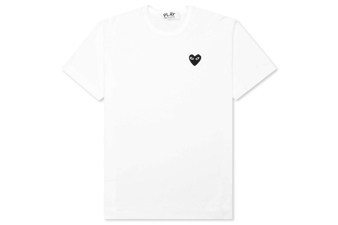 Pre-owned Cdg Play Comme Des Garcons Play Women's Black Emblem T-shirt White