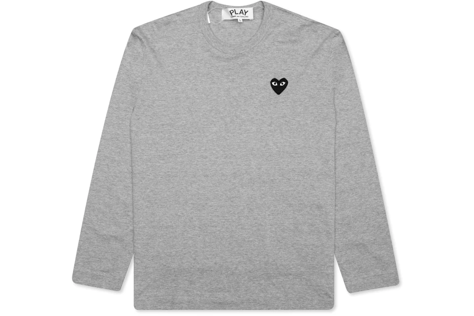 CDG Play Women's Black Heart Emblem L/S T-shirt Grey