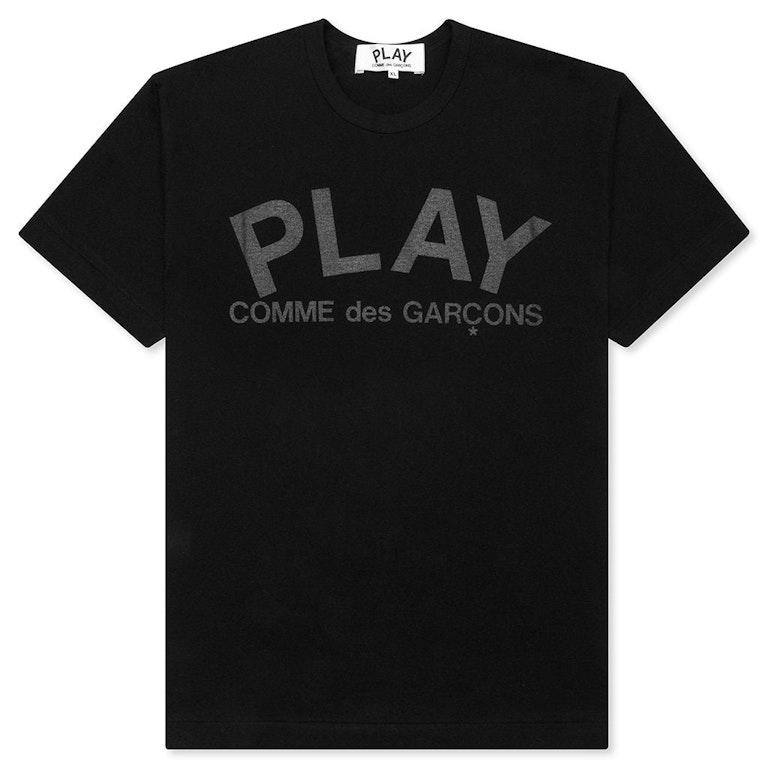 Pre-owned Cdg Play Comme Des Garcons Play Women's Black Text T-shirt Black