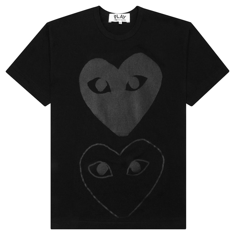 Pre-owned Cdg Play Comme Des Garcons Play Women's Double Black Hearts T-shirt Black