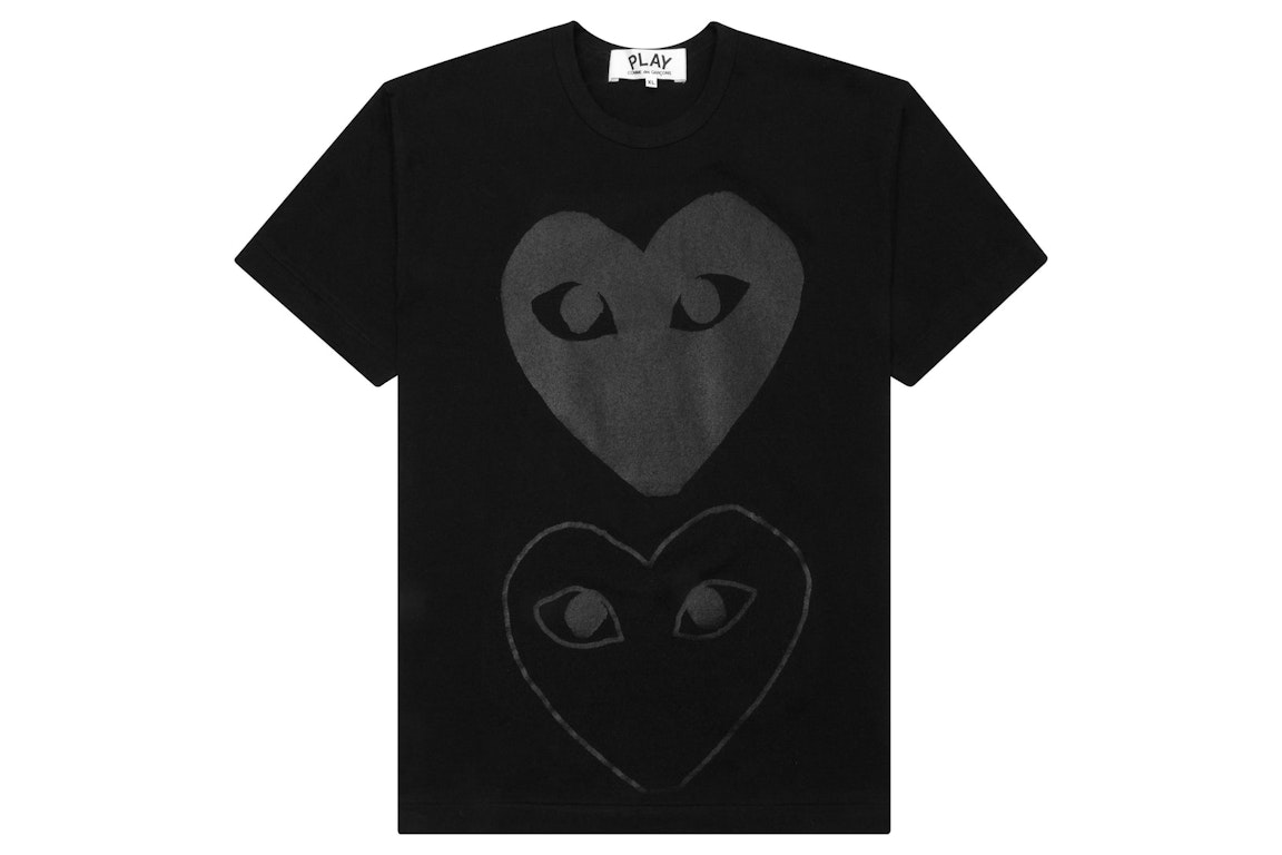 Pre-owned Cdg Play Comme Des Garcons Play Women's Double Black Hearts T-shirt Black