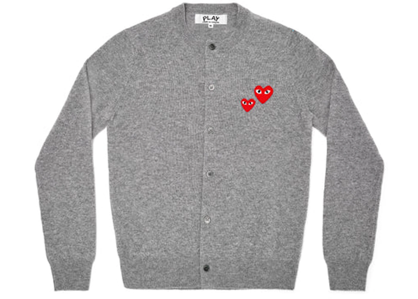 Comme des Garcons Play Women's Double Heart Cardigan Sweater Grey - US