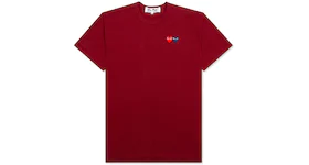 Comme des Garcons Play Women's Double Hearts T-shirt Maroon
