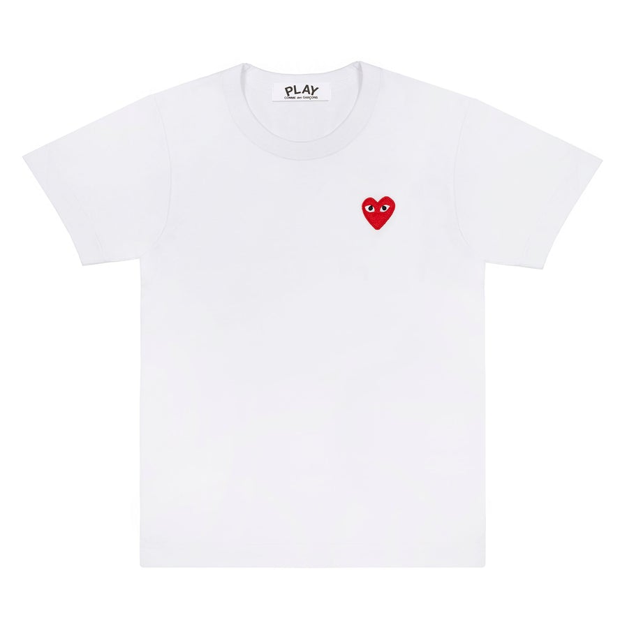 Comme des Garcons Play Women's Embroidered Red Heart T-shirt White