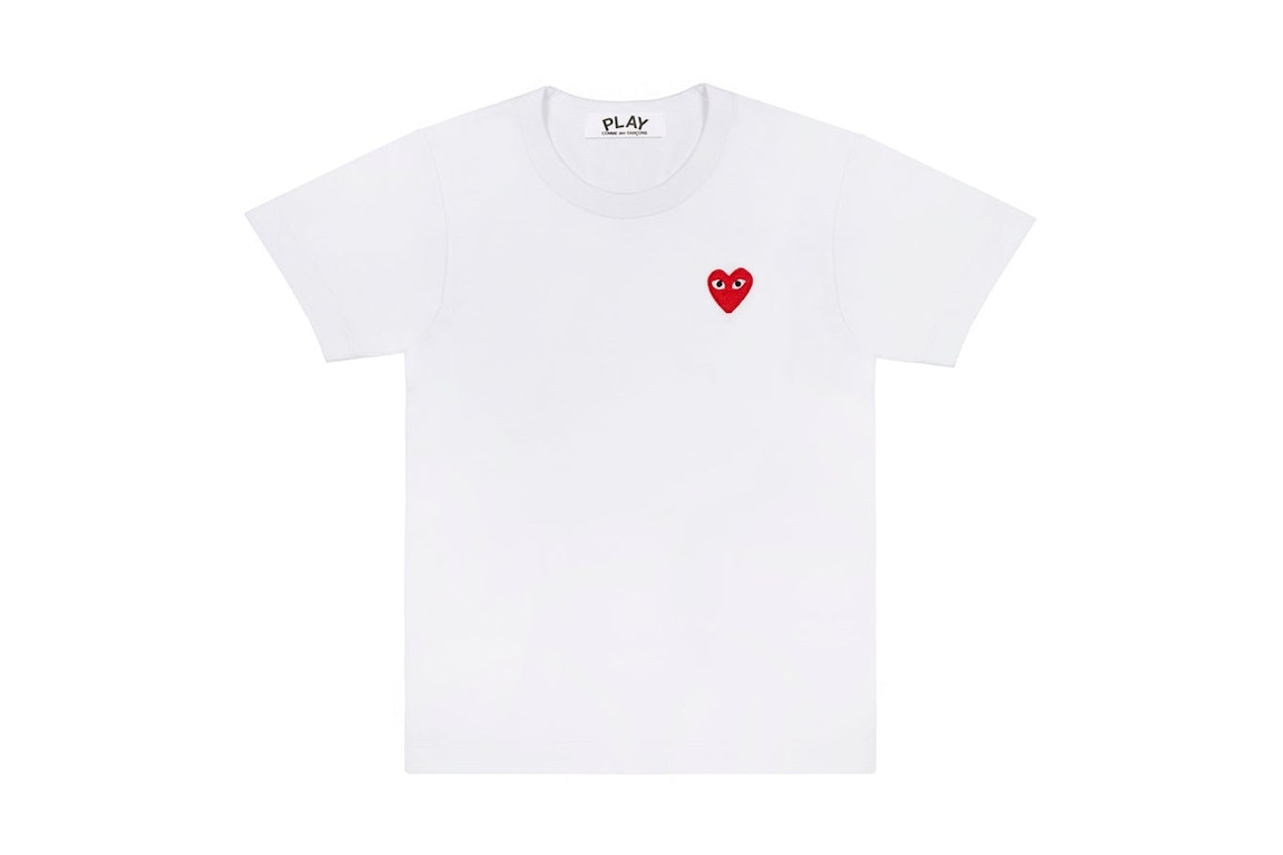 Pre-owned Cdg Play Comme Des Garcons Play Women's Embroidered Red Heart T-shirt White