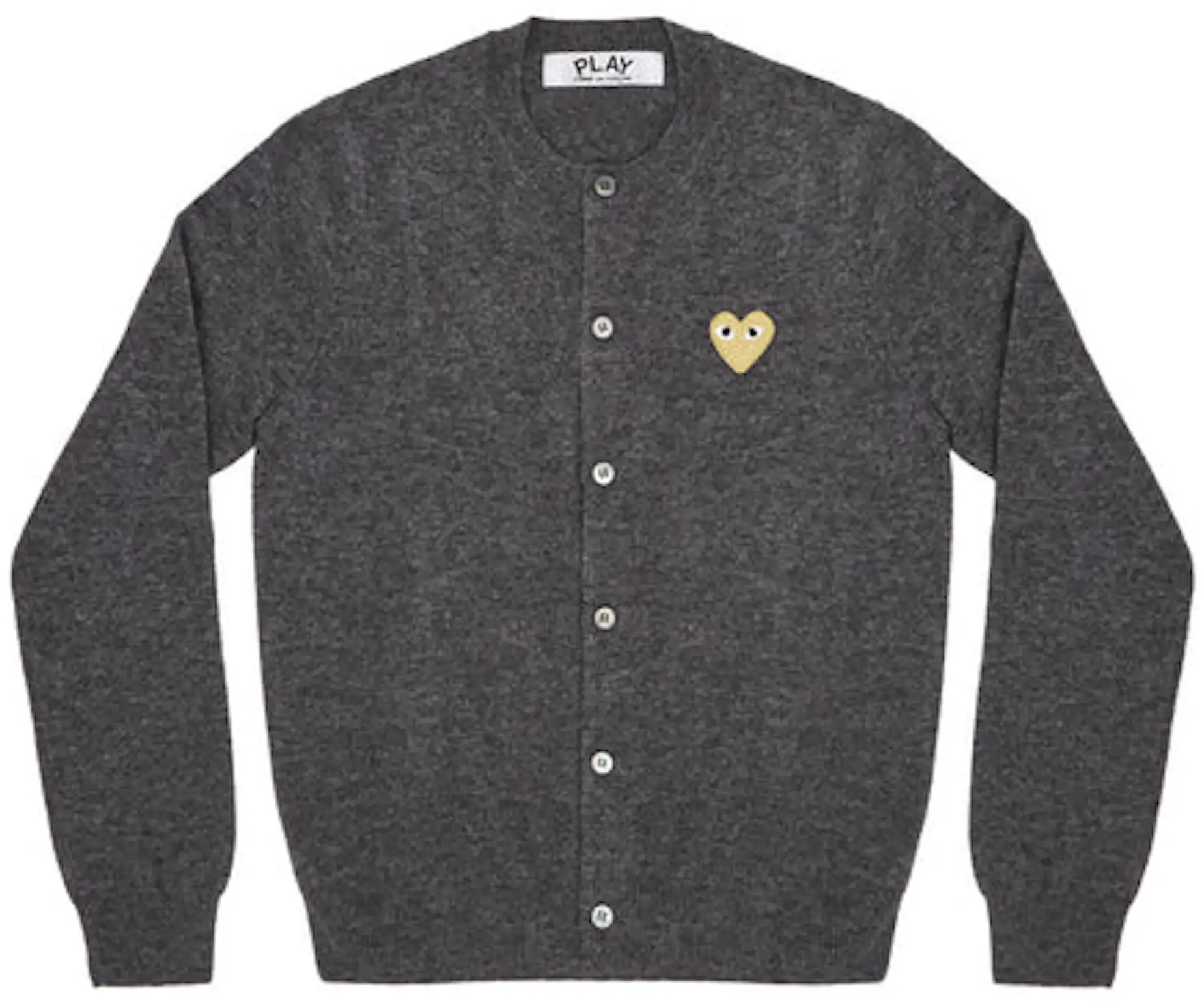 CDG Play Women's Gold Heart Knit Cardigan Sweater Grey - GB