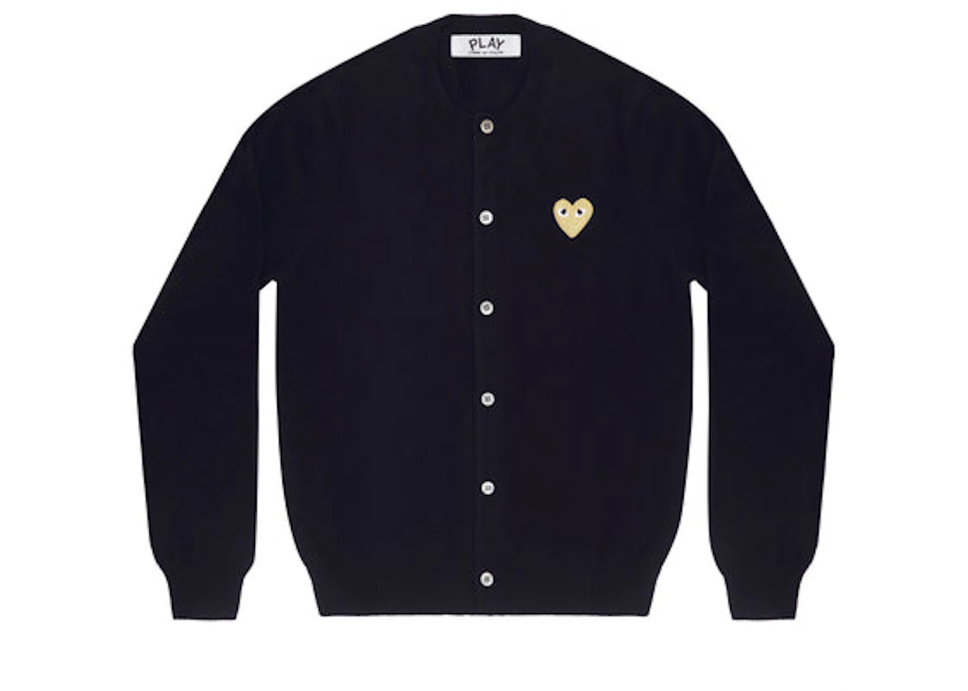 CDG Play Women's Gold Heart Knit Cardigan Sweater Navy - US