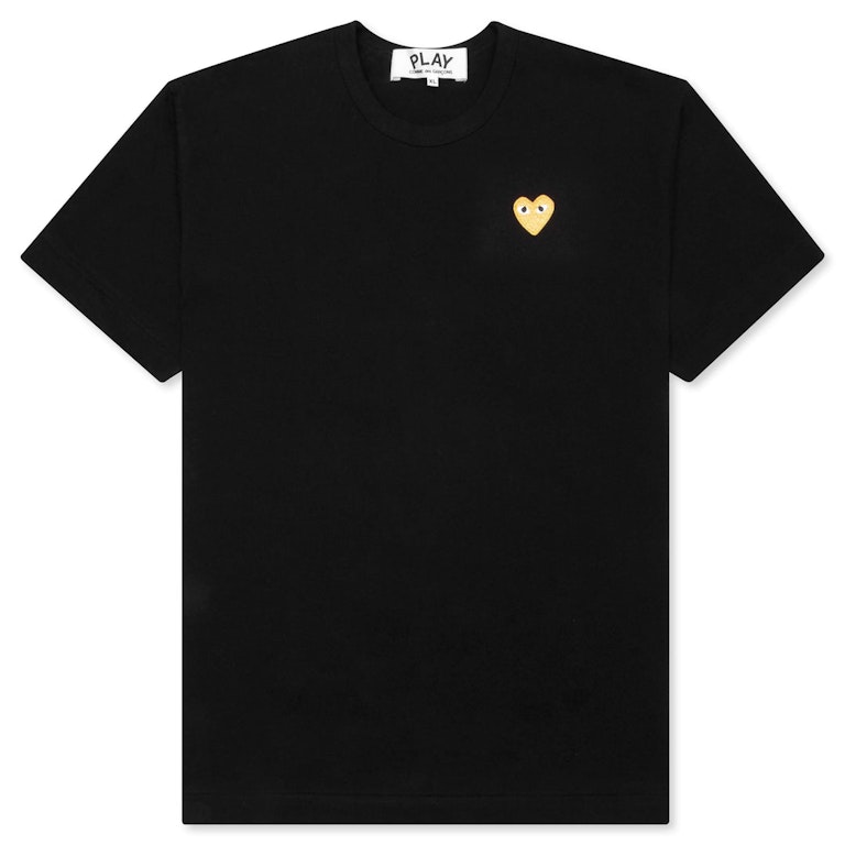 Pre-owned Cdg Play Comme Des Garcons Play Women's Gold Heart T-shirt Black