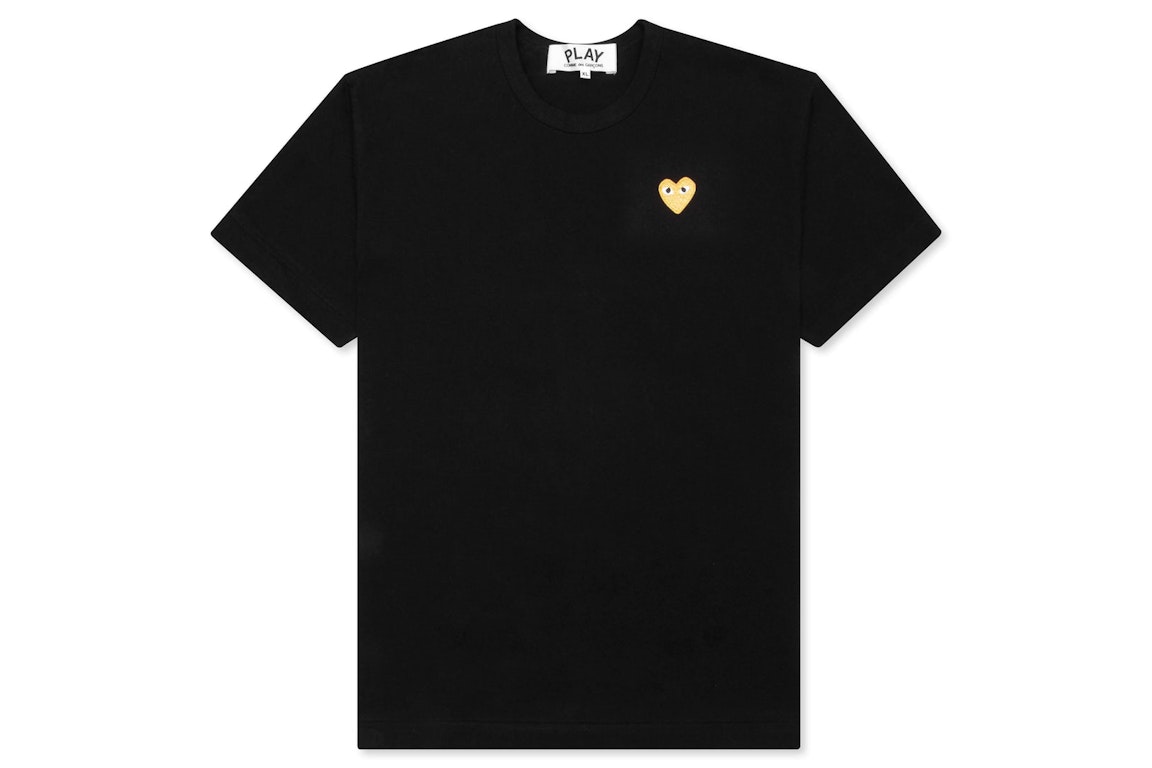 Pre-owned Cdg Play Comme Des Garcons Play Women's Gold Heart T-shirt Black