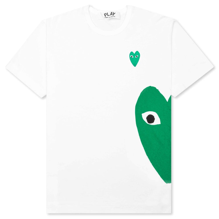 Pre-owned Cdg Play Comme Des Garcons Play Women's Green Emblem Heart T-shirt White