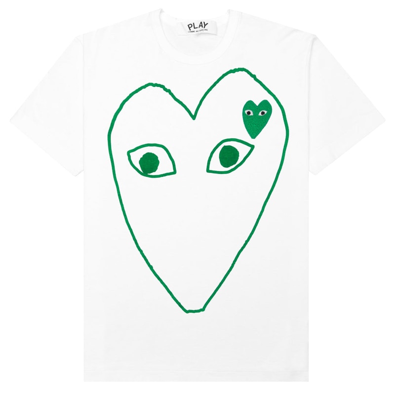 Comme des Garcons Play Green Emblem Outline T-shirt White Men's - US