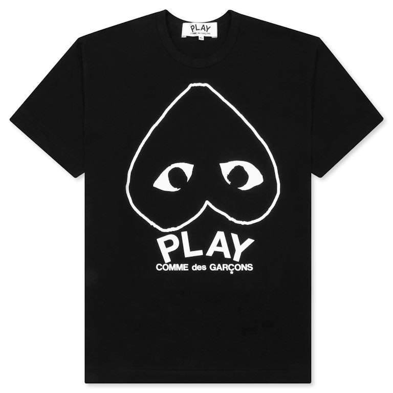 Pre-owned Cdg Play Comme Des Garcons Play Women's Inverted Outline Heart T-shirt Black