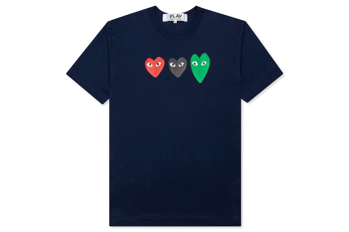 Pre-owned Cdg Play Comme Des Garcons Play Women's Multi Heart T-shirt Navy