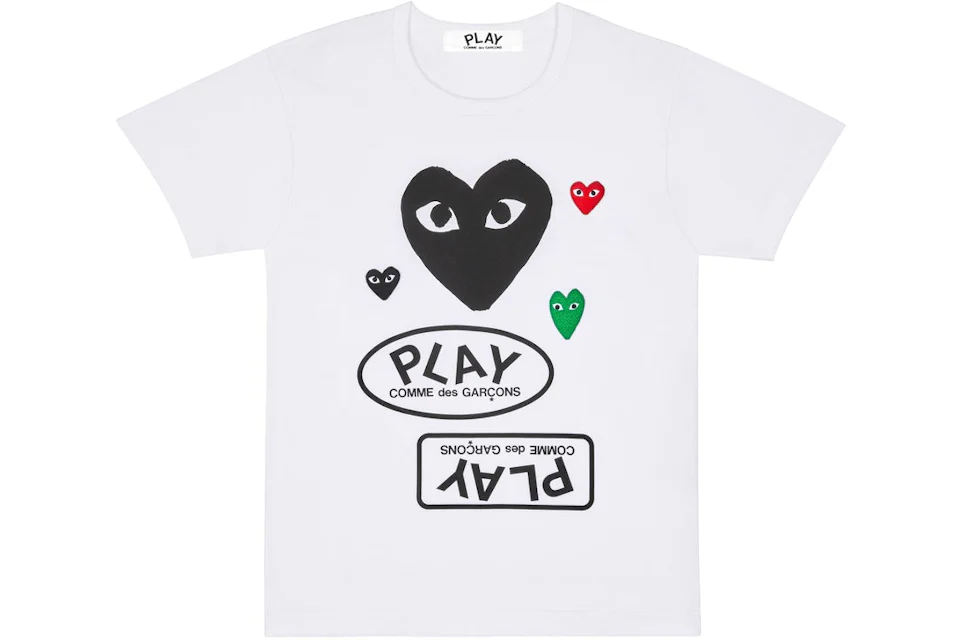 Comme des Garcons Play Women's Multi Logo Black Heart T-shirt White
