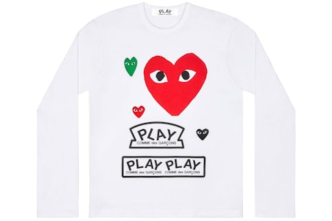 Comme des Garçons Play femme Multi Logo Rouge Heart Long Sleeve T