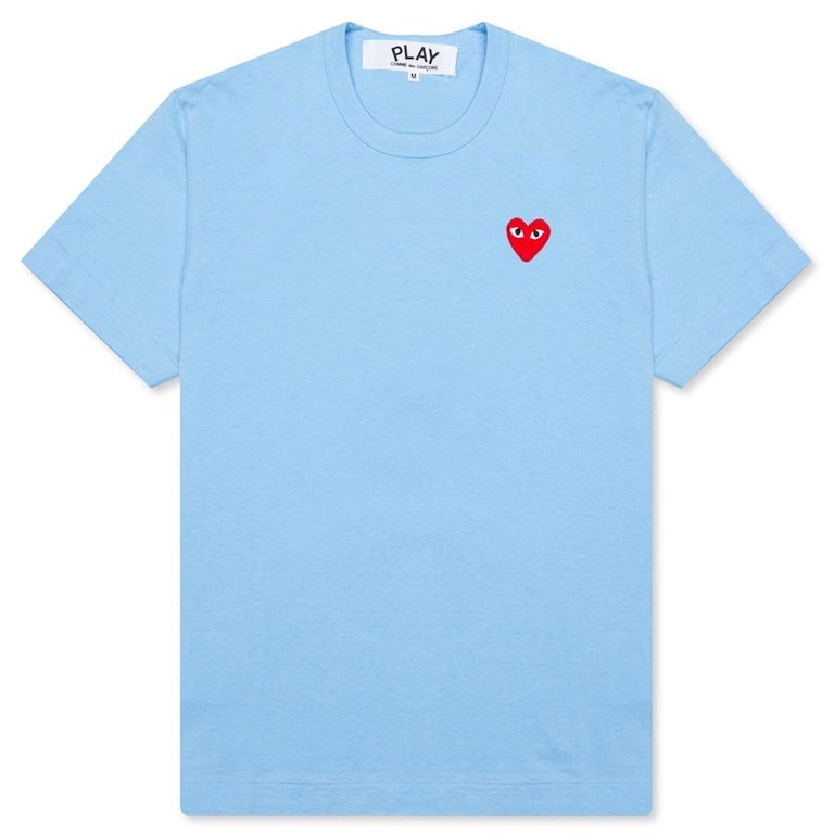 Pre-owned Cdg Play Comme Des Garcons Play Women's Pastelle Red Emblem T-shirt Blue