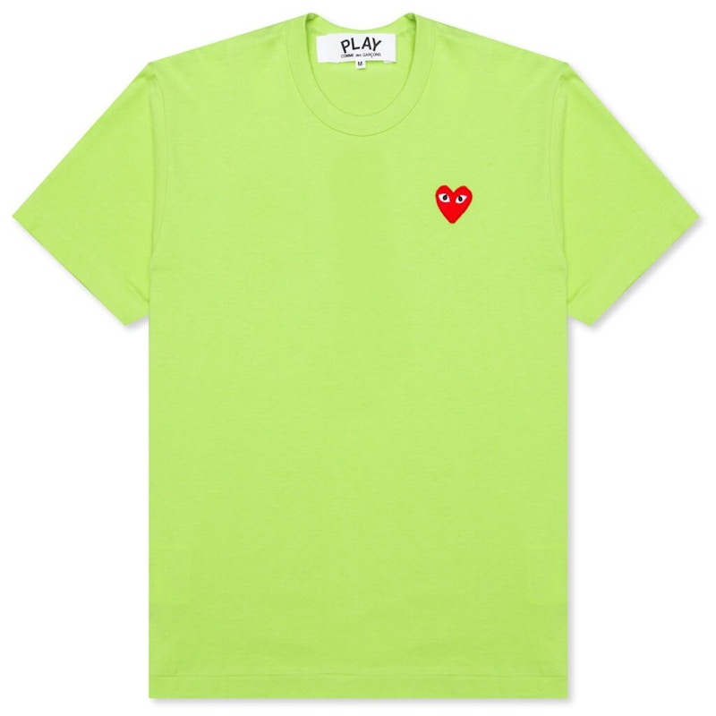 Comme des Garcons Play Women s Pastelle Red Emblem T shirt Green US