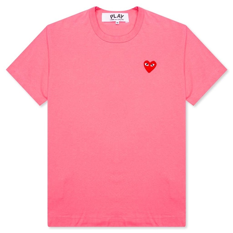 Pre-owned Cdg Play Comme Des Garcons Play Women's Pastelle Red Emblem T-shirt Pink