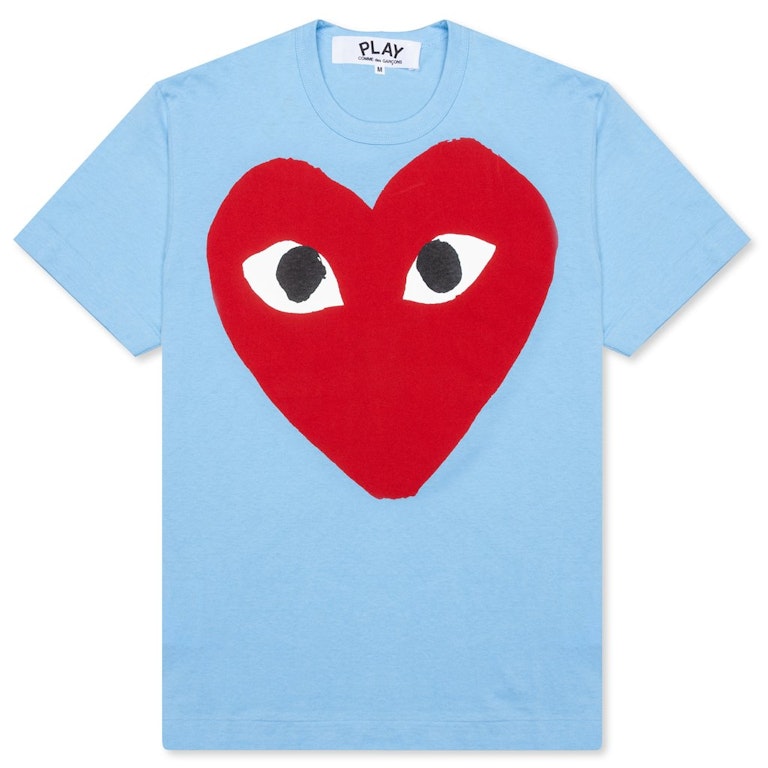Pre-owned Cdg Play Comme Des Garcons Play Women's Pastelle Red Heart T-shirt Blue