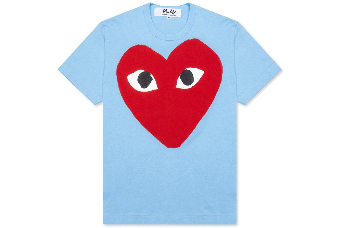 CDG Play Women's Pastelle Red Heart T-shirt Blue