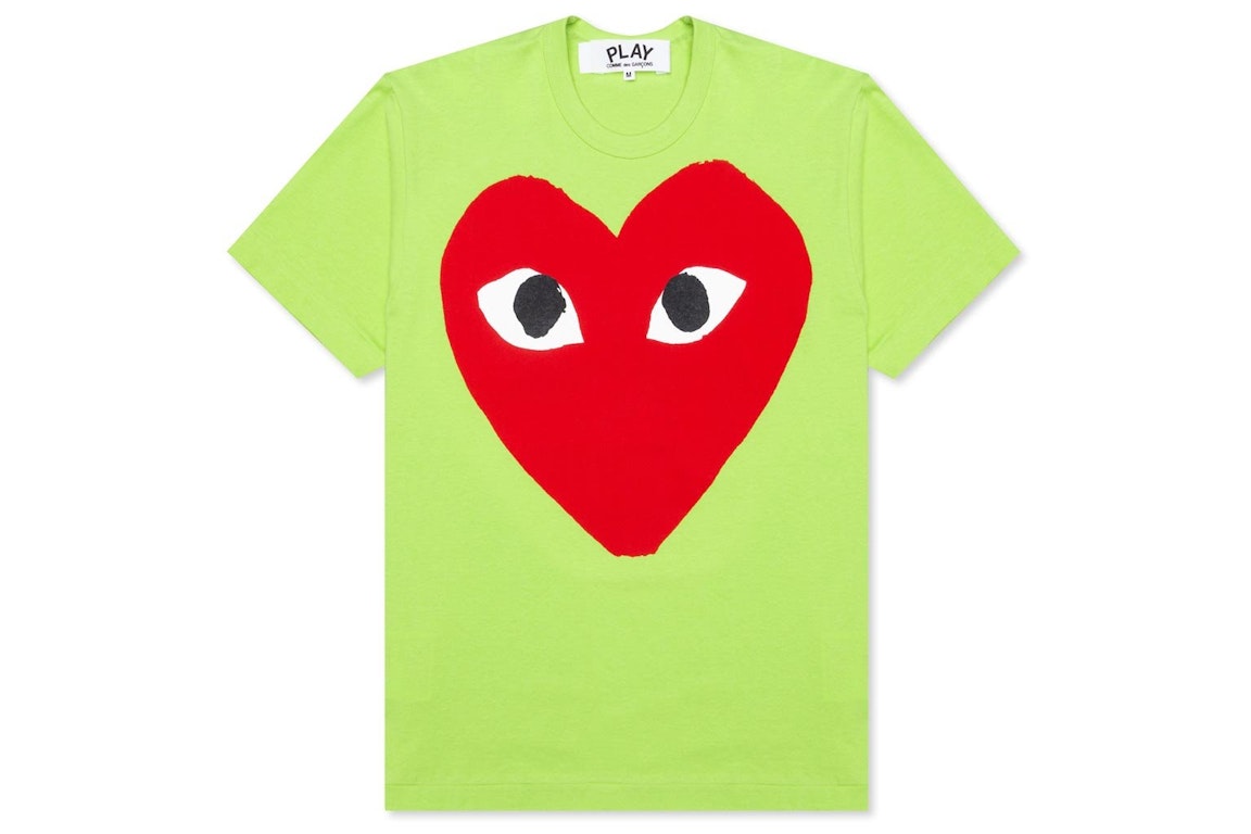 Pre-owned Cdg Play Comme Des Garcons Play Women's Pastelle Red Heart T-shirt Green