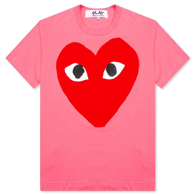 Pre-owned Cdg Play Comme Des Garcons Play Women's Pastelle Red Heart T-shirt Pink