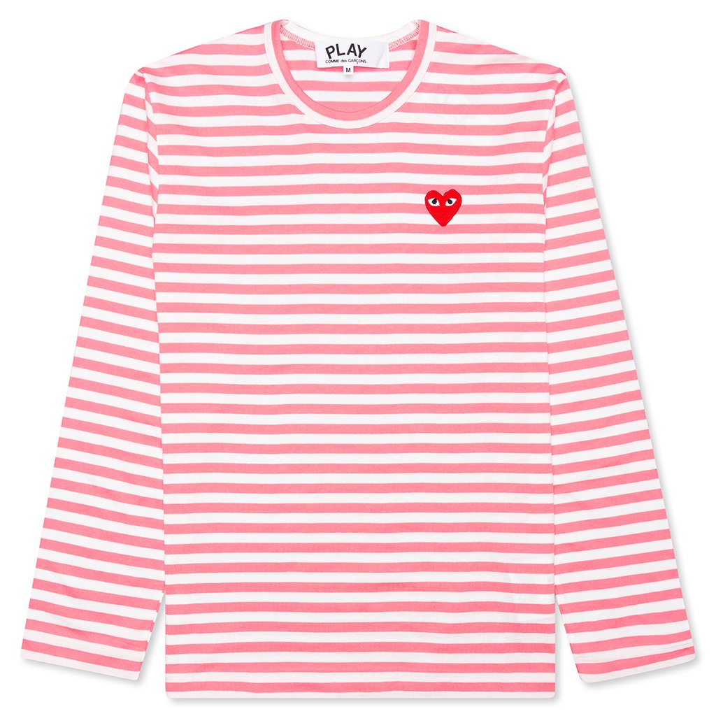 Comme des Garcons Play Women's Pastelle Striped L/S T-shirt Pink
