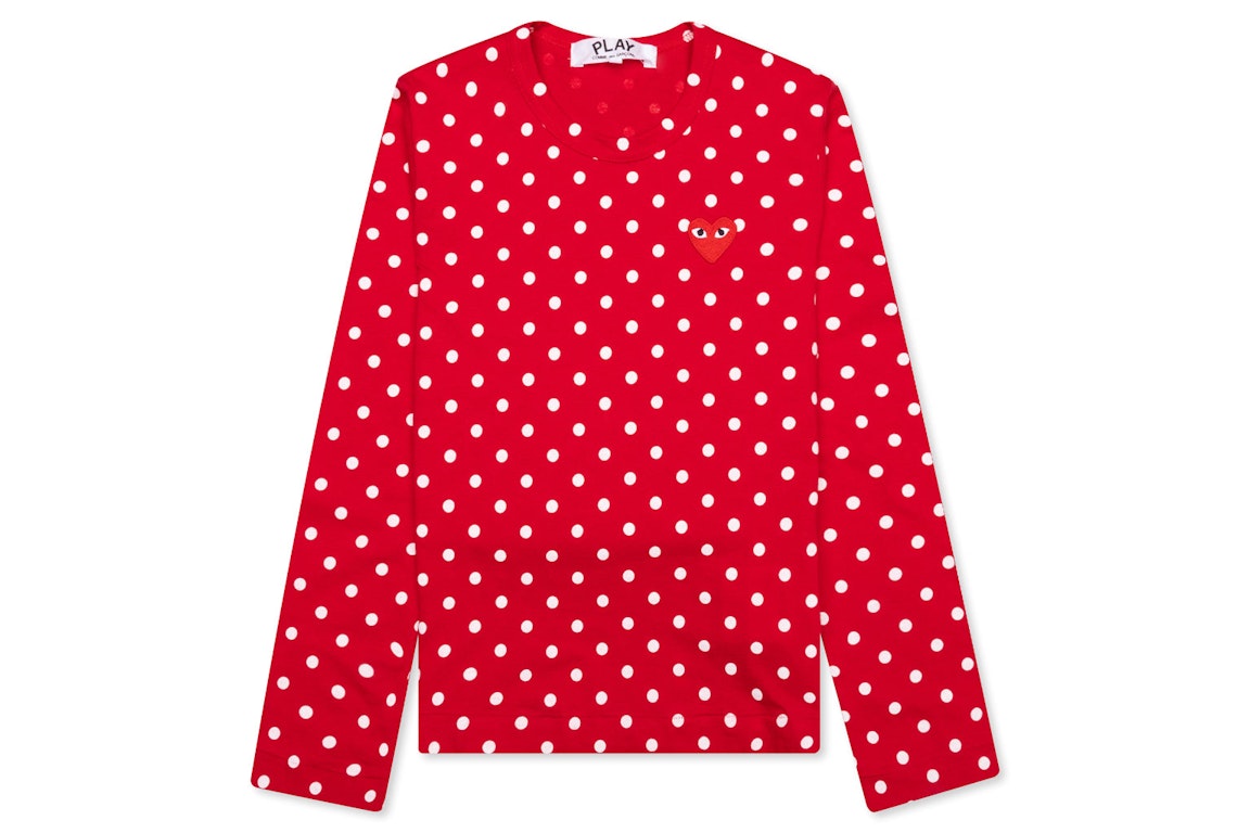 Pre-owned Cdg Play Comme Des Garcons Play Women's Polka Dot L/s T-shirt Red