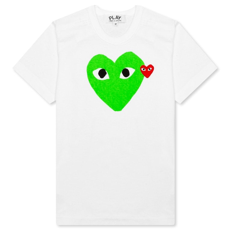 Pre-owned Cdg Play Comme Des Garcons Play Women's Red Emblem Heart T-shirt White/green