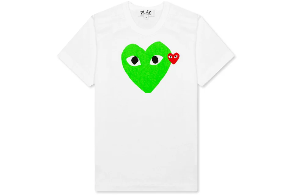 Comme des Garcons Play Women's Red Emblem Heart T-shirt White/Green - US