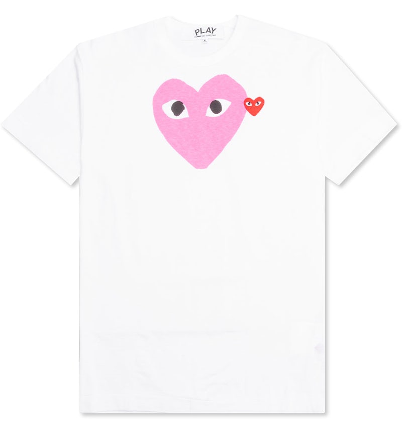Comme des Garcons Play Women's Red Emblem Heart T-shirt White/Pink