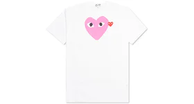 Comme des Garcons Play Women's Red Emblem Heart T-shirt White/Pink