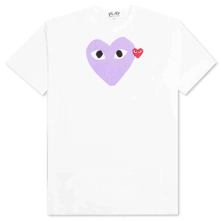 Pre-owned Cdg Play Comme Des Garcons Play Women's Red Emblem Heart T-shirt White/purple