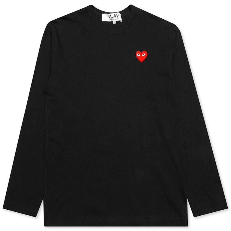 Pre-owned Cdg Play Comme Des Garcons Play Women's Red Emblem L/s T-shirt Black
