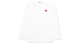 Comme des Garcons Play Women's Red Emblem L/S T-shirt White