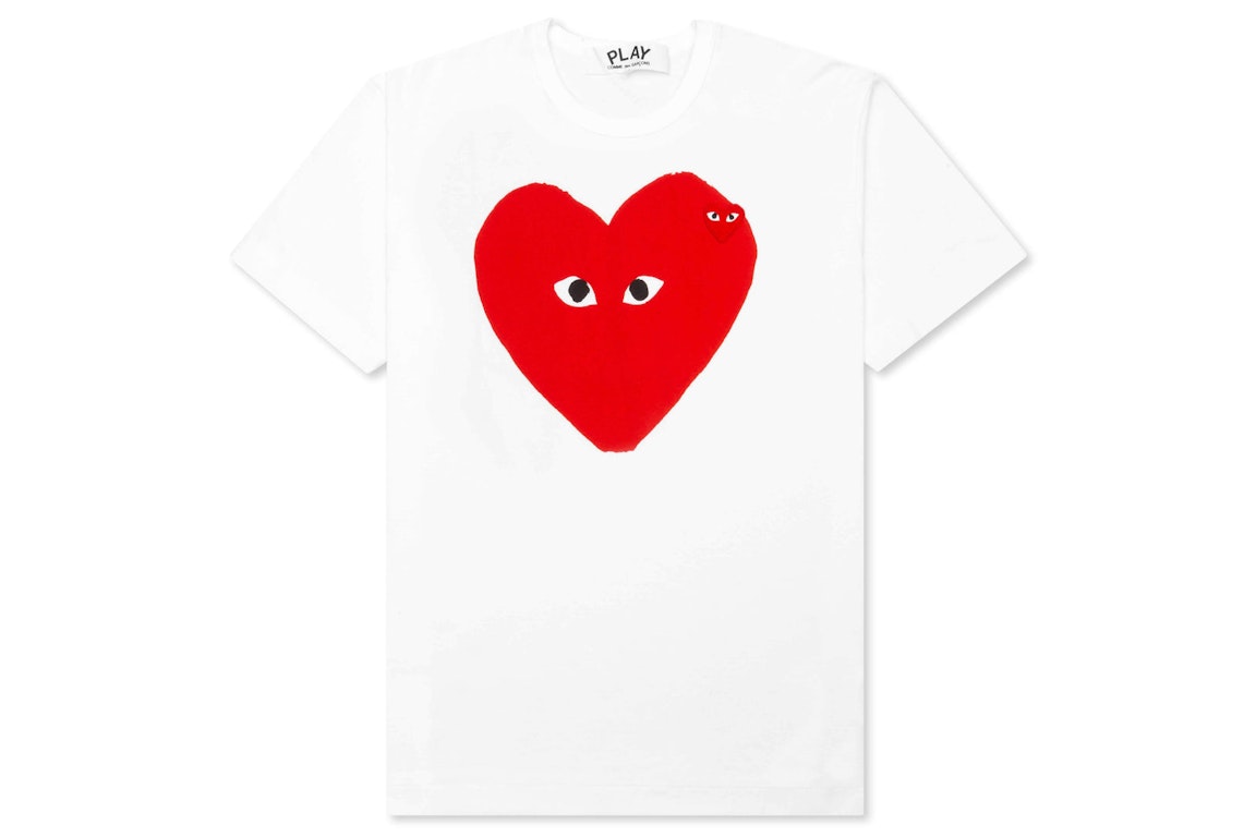 Pre-owned Cdg Play Comme Des Garcons Play Women's Red Emblem Small Eyes T-shirt White