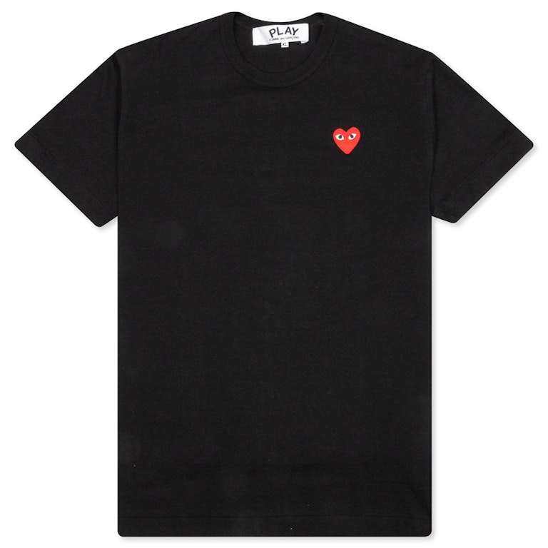 Pre-owned Cdg Play Comme Des Garcons Play Women's Red Emblem T-shirt Black