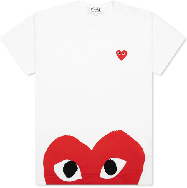 Comme des Garcons Play Women's Red Half Heart T-shirt White