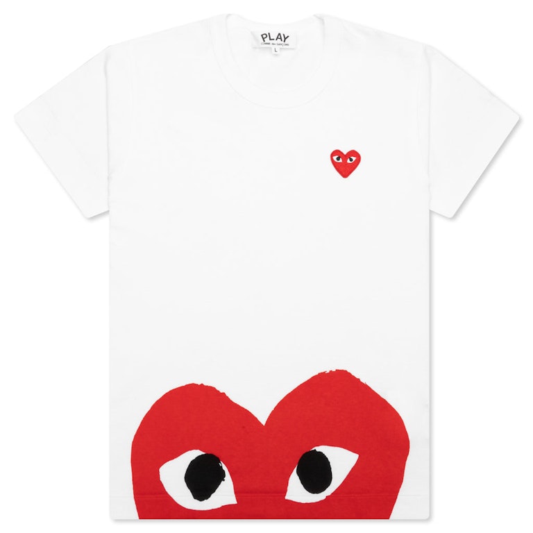 Pre-owned Cdg Play Comme Des Garcons Play Women's Red Half Heart T-shirt White