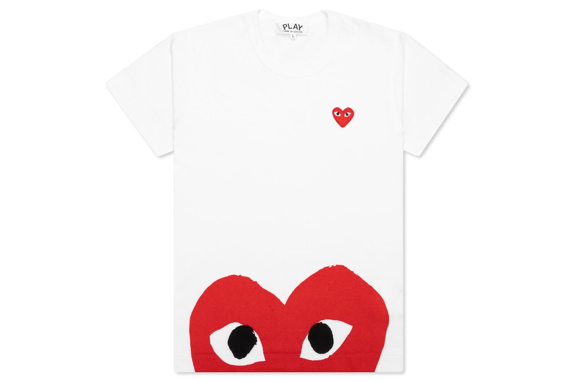 Pre-owned Cdg Play Comme Des Garcons Play Women's Red Half Heart T-shirt White