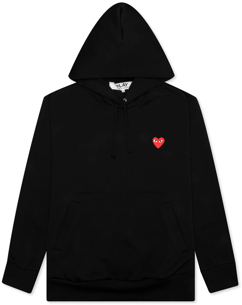 Comme des Garcons Play Women's Red Heart Hoodie Black - US