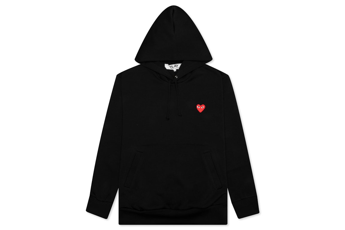 Pre-owned Cdg Play Comme Des Garcons Play Women's Red Heart Hoodie Black