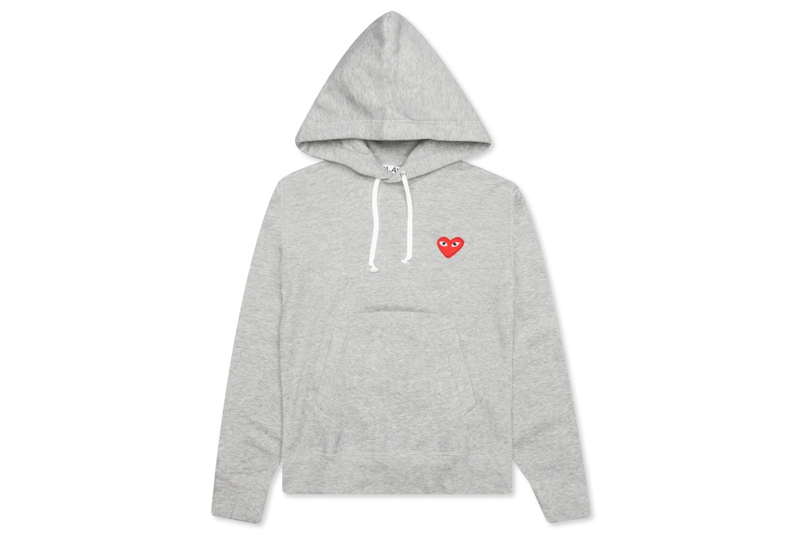 Pre-owned Cdg Play Comme Des Garcons Play Women's Red Heart Hoodie Grey