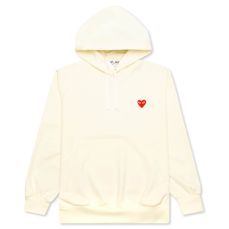 Pre-owned Cdg Play Comme Des Garcons Play Women's Red Heart Hoodie Ivory